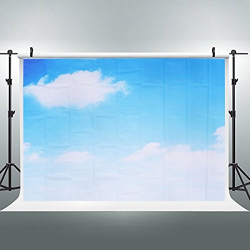 Fundo fotográfico LEDMOMOMO, fundo de foto, sem costura, céu azul, branco, nuvens padrão, plissado,