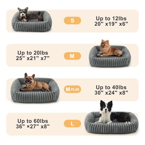 Dog Beds for Small Dogs, Washable Orthopedic Dog Bed with Removable Cover, Rectangle Soft Calming Sleeping Puppy Bed Durable Pet Cuddler with Anti-Slip Bottom, 20"x19"x6" Grey - Image 6