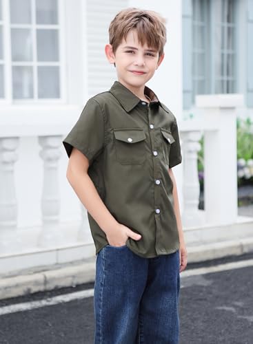 Image of SANGTREE Summer Button Down Shirts Cottn Tops for Men Women Boy Girl