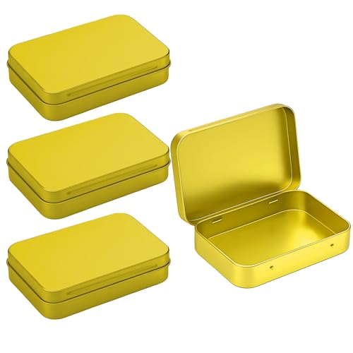 Image of Golden Small Metal Tins with Lids -4 PCS Versatile Tin Containers for Storage and Organization - Perfect Small Tin Box and Zyn Holder Nail Box DIY Gift Packaging Golden Iron Mint Case