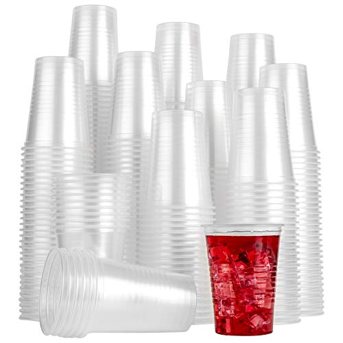 PLASTICPRO Disposable Medium Weight Plastic Clear Drinking Cups for Parties & Events - 300pcs, 16 Ounce Capacity