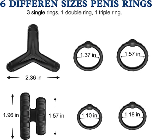 Kit com 6 Anéis Penianos e Nódulos Massageadores,Harder,Lomger,Bigger