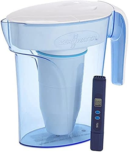 ZeroWater 1.7 litres Water Filter Jug Combo with 3x Advanced 5 Stage Filter, 0 TDS, NSF certified, Reduces Fluoride, Chlorine, Lead and Chromium, Water Quality Meter included