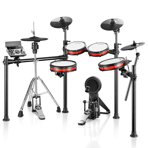 Donner Electric Drum Set with 12" Standalone Hi-Hat, Dual-Zone 10" Mesh Snare and Floor Tom, 8" Mesh Tom x 2, Electronic Drum Kit with Blutooth, 450 Sound, 31 Drum Kits, 50 Demo Songs, DED-200 PRO