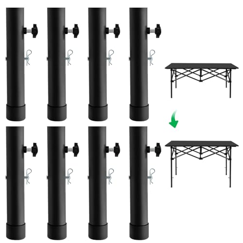 Andorm 8 Pack Folding Table Leg Extenders Table Risers for Folding Tables Metal Steel Folding Tables Leg Extensions Heavy Duty 2 Adjustable Level(3.6-5.23)