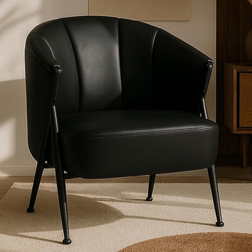 Mendler Sessel HWC-P30, Polster-/Cocktail-/Clubsessel Lounge Chair Vintage Retro Industrial Metall Kunstleder - schwarz