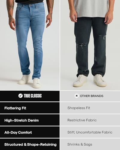 Image of True Classic Stretch Jeans for Men, Slim and Straight Fit Men's Stretch Jean