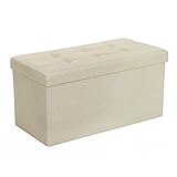 Cómodo para sentarse y múltiples funciones - El puff está fabricado con el tejido de imitación de lino y rellenado con la esponja gruesa que es de buena elasticidad, suave y confortable. Además, es genial sirviendo de asiento, de mesa y de caja de almacenaje o ponerlo a los pies de la cama