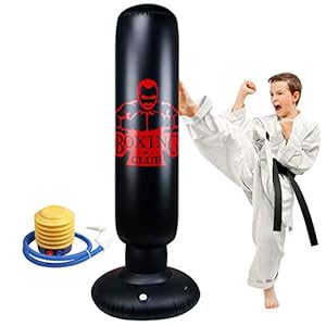 Punching-Bag-for-Kids-Locsee-Inflatable-Freestanding-Bop-Bag-for-Adults-Kids-Fitness-Boxing-Target-Bag-with-Stand-Training-Kickboxing-Equipment-63-inch Punching Bag for Kids, Locsee Inflatable Freestanding Bop Bag for Adults Kids Fitness Boxing Target Bag with Stand Training Kickboxing Equipment (63 inch)
