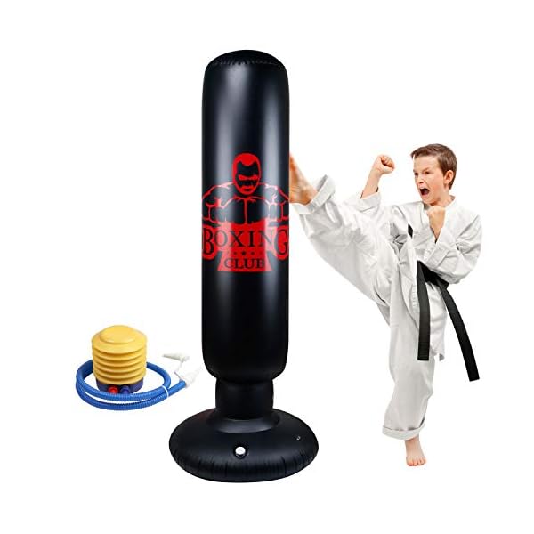 Punching-Bag-for-Kids-Locsee-Inflatable-Freestanding-Bop-Bag-for-Adults-Kids-Fitness-Boxing-Target-Bag-with-Stand-Training-Kickboxing-Equipment-63-inch Punching Bag for Kids, Locsee Inflatable Freestanding Bop Bag for Adults Kids Fitness Boxing Target Bag with Stand Training Kickboxing Equipment (63 inch)