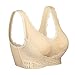 iClosam Reggiseno Senza Ferretto, Reggiseno Bra Pizzo Fibbia Laterale Anteriore con Imbottito Rimovibili per Sport Yoga Quotidiano Beige