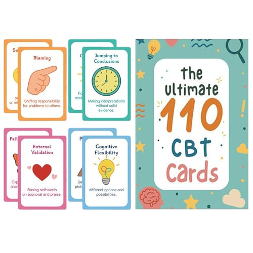 Tarjetas de Afirmaciones Mindful,110 Cartas De Inteligencia Emocional,Material De Apoyo Cognitivo Conductual Portátil para Reflexión Personal Talleres Y Familias   Reflexión Personal