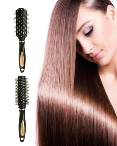 Detangling Hair Brush & Round brush, 2 Packs of Salon Results Hairbrush Set, Detangler brush for All Hair Types Hair Styling, For Women & Men, Wet & Dry Hair