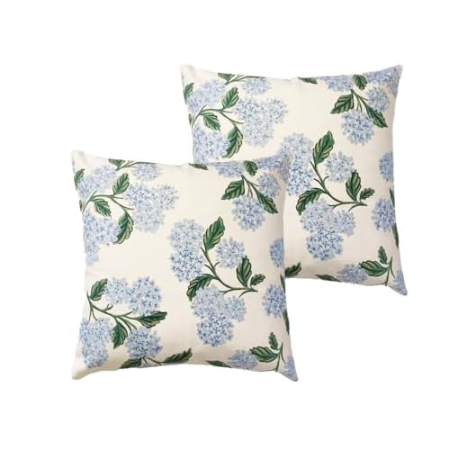 25+ Cozy French Country Living Room Ideas for a Warm and Inviting Home 4 Btyrle Blue Hydrangea Flower Throw Pillow Covers 18x18 Inch Set of 2 Decorative Farmhouse Cotton Linen Floral Pillowcases Square Blue Floral Cushion Covers for Couch Sofa, Cream White