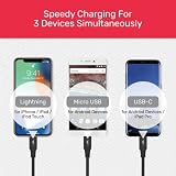 Unitek Premium Multi 3 w 1 Kabel ładujący USB Uniwersalny kabel wielokrotnego ładowania Micro USB/Type C/Lightning 3A 1.2M dla iPhone'a/smartfona z Androidem - czarny