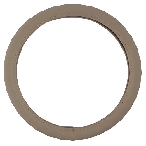 Image of Motor Trend Ergonomic Grip Steering Wheel Cover /Protector for Small Size Steering Wheels in Cars, SUVs, Boats (13.5-14.5 inch) (Genuine Leather (Beige))