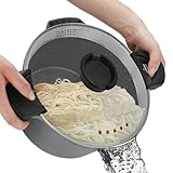 ROSSETTO 8.5QT Pasta Pot with Strainer Lid, 11'' Cast Aluminum Nonstick Multipurpose Stock Pot Spaghetti, Self-Draining Cooking Pot with Insulated Handles for Soup, and Boiling