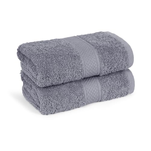 Image of MYTRIDENT Hand Towel | Urban Comfort | Quick Drying | Travel Friendly | for Men /Women | 2 Pc Hand Towel (40 cm x 60 cm) | 100% Cotton 450 GSM - Charcoal