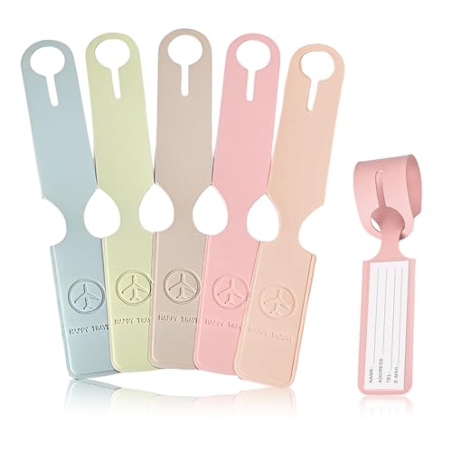 AUEFUDQ Étiquettes de Bagage, 5 Pcs Étiquettes d'Identification de Valise, Étiquette de Voyage Conception de Ruban Réglable, Pour Marquer Les Sacs à Main, Valises, Cartables, Sacs de Voyage