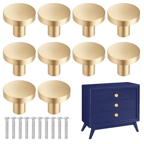 Girihe 10 PCS Gold Knobs Gold Door Knobs Aluminum Alloy Goldd Door Knob Golld Knob Pack of 10 Goldd Knobb for Drawers Drawer Wardrobe Cupboard Decoration(20 * 25mm)