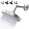 High Pressure Shower Head - Anti-Clogging Silicone Nozzles - 2.5 GPM Removable Restrictor - Easy to Clean Adjustable Replacement - easy to install with Plumbers Tape - 6 inch - Brushed Nickel Finish