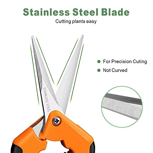 Damotec 6.5 Inch Gardening Scissors Hand Pruner Pruning Shear With Straight Stainless Steel Blades Orange 1-Pack #TOP3