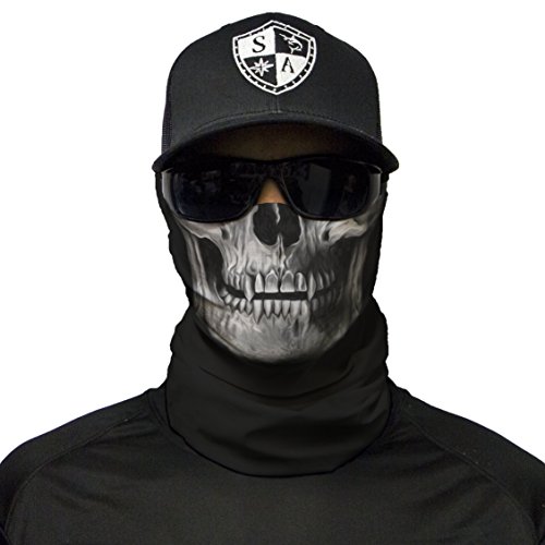 S A - 1 UV Face Shield - Tactical Black Skull - Multipurpose Neck Gaiter, Balaclava, Elastic Face Mask for Men and Women