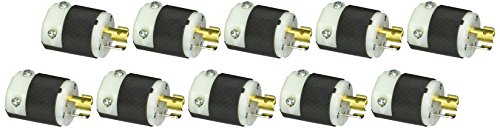 Hubbell HBL4770C Locking Plug, 15 amp, 277V, L7-15P, Black/White (Pack of 10)