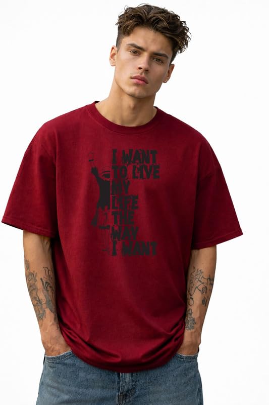 Oversize Tshirt Baggy for Men Boy Cotton Casual Stylish Latest Black Blue Brown White Maroon Beige 299 399 Under-image-38