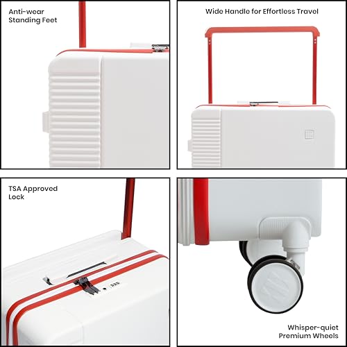 Image of ICON - Signature Polycarbonate (PC) Hard-Sided Cabin Suitcase | Ultra Lightweight & Durable | 8 Spinner Wheels | TSA Lock | Organized Interior | Multiple Colours (Check in - Large, White)