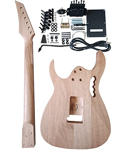 Unfinished Diy Electric Guitar Kit Set Electric Guitar Kits In Ibz Style - Mahogany Body And Neck - Rosewood Fingerboard And All Components Included (7V) #TOP1