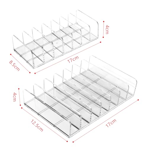VFANDV Kosmetik Organizer Lidschatten, 2 Stück Lidschatten Organizer mit 7 Steckplätzen Kosmetik Organizer 2 Größen Organizer Lidschatten Aufbewahrung für Schrank Schminktisch Waschtisch-Transparent