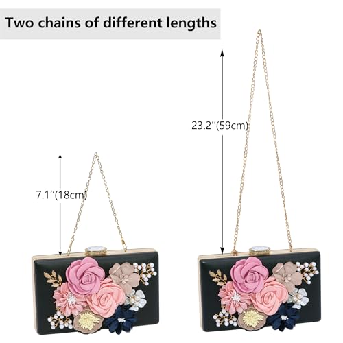 Milisente Evening Bag for Women, Flower Wedding Evening Clutch Purse Bride Floral Clutch Bag3