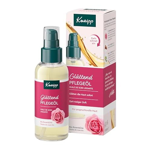 Kneipp Pflegeöl Glättend - Hautöl für anspruchsvolle Haut mit zart-rosigem Duft - Mit Bio Rosenblüten Extrakt - 100ml