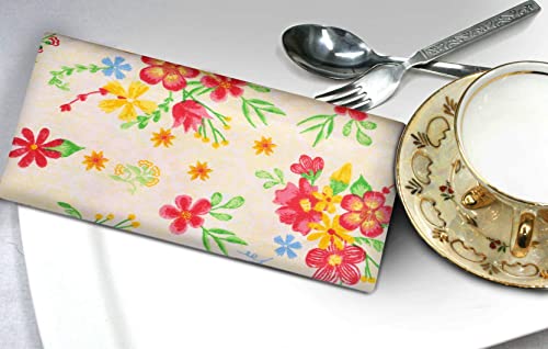 Urban Villa Dinner Napkins Floral Print Cloth Napkins Set Of 4 Multi Color Dinner Napkins 20X20 Inches 100% Cotton Over Sized Cloth Napkins With Mitered Corners Dinner Napkins #TOP3