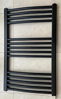 Greenedhouse Milano Black Curved Heated Towel Rail W500mm x H800mm Curved Central Heating Towel Radiator