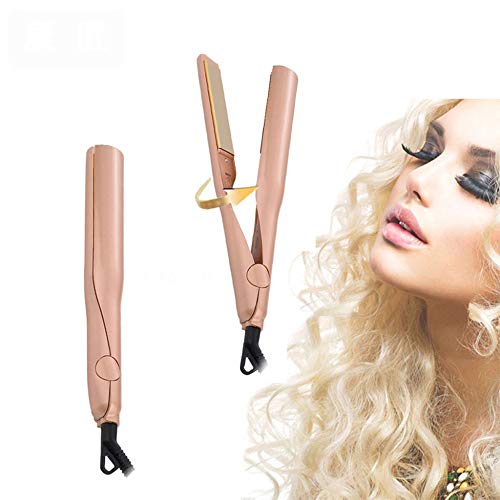 WLAY Rizador De Pelo Rizador 2 En 1 Anión Fast Heat Cepillo De Pelo Eléctrico Cepillo De Enderezado Hierros Multifunción Salón Curling,Gold