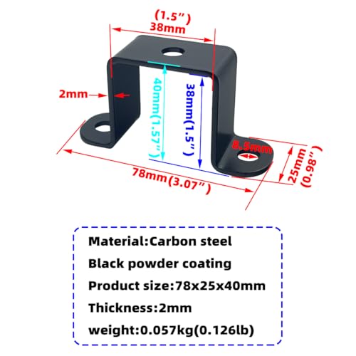 Image of 6 PCS 1.5x1.5 inch Square Pipe Tube Strap Clamps,1.5 inch metal u shaped bracket, steel u clamp bracket for mounting,Black