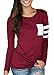 PinRoad Crochet Paneled Long Sleeve Top T shirt (XL, Red)
