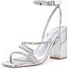Elisabet Tang Womens Strappy Chunky Heels Sandals, Ankle Strap 3 inch Mid Block Heels Lace up Square Open Toe Thick Heeled Sandals Shoes