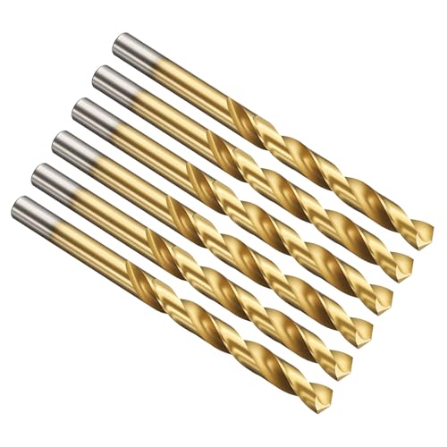 Image of PATIKIL 9.5mm Drill Bit, Jobber Straight Shank M2 High-Speed Steel 135° Titanium Nitride TiN Coated for Stainless Steel Hard Metal - 6 Pack