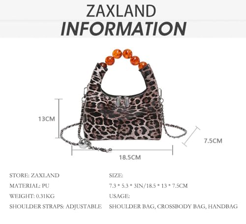 Bolso pequeño tote con estampado de leopardo y cadena miniatura 6
