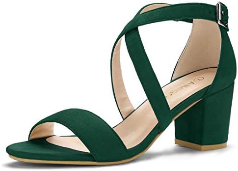 Allegra K Women's Crisscross Ankle Strap Block Heel Green Sandals - 9 M US
