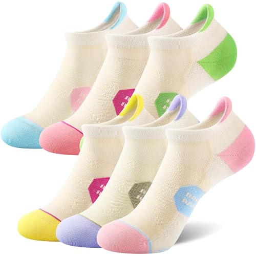 Image of CS CELERSPORT 6 Pack Women's Ankle Running Socks Cushioned Low Cut Tab Athletic Socks
