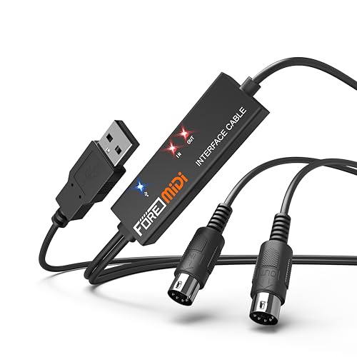 FORE MIDI to USB Interface Compatible with USB Type-A MIDI...