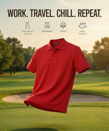 Image of Scott International Cotton Polo T Shirt | Collar Half Sleeves Plain T-Shirt | Tshirt for Men Stylish | Casual Tee for Office, Sports, Gym & Everyday Comfort | Men's Breathable All-Season Tshirt
