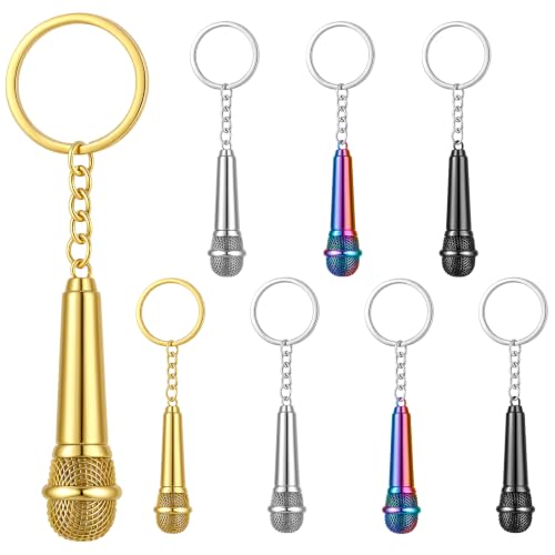Image of Sureio Mini Microphone Music Keychain Retro Sound Pendant Keyring Charm Microphone Music Key Chain for Singer Gift