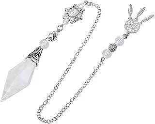 [AiO JAPAN] 【配送前浄化済み】 ペンデュラム パワーストーンクリスタル 風水 六芒星 ダウジング 振り子 占い (ホワイトクリスタル)