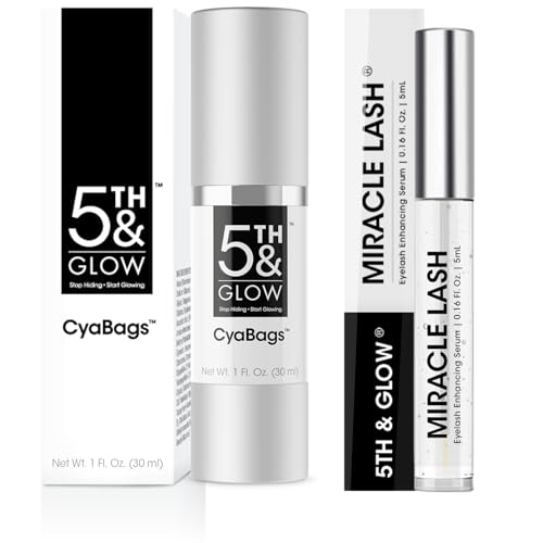 5th & Glow Youthful Beauty Bundle - CyaBags Line Smoother for Instant Skin Transformation + Miracle Lash Enhancing Serum for Stronger, Thicker Lashes - Confidence Boosting Daily Routine