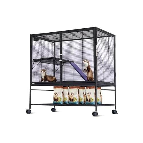 Garvee Metal Small Animal Cage,39 ''L Multi-Level Ferret Cage for Small Animals - Large Hamster Cage with Removable Ramp, Removable Tray for Chinchilla, Rabbit, Guinea Pigs, Hedgehog, Gerbil